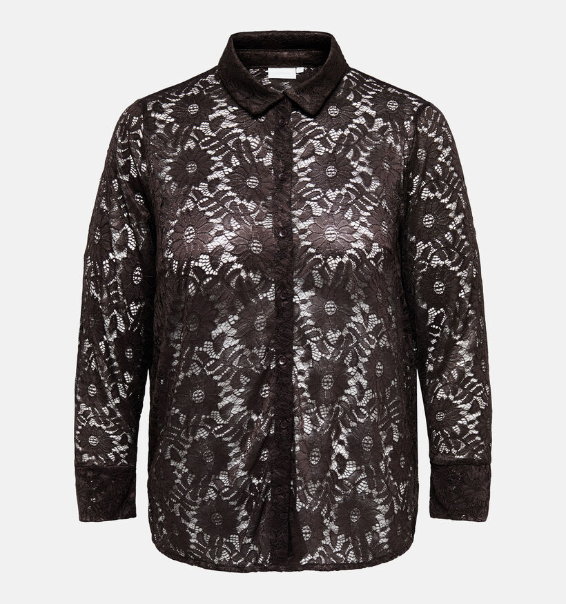 ONLY Carmakoma Zion Donkerbruine Blouse met Lange Mouwen voor dames (381917)