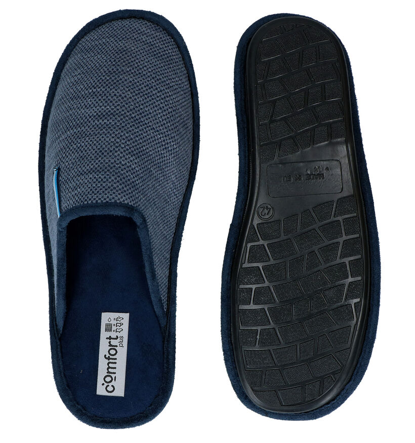 Comfort Plus Blauwe Pantoffels in stof (295704)