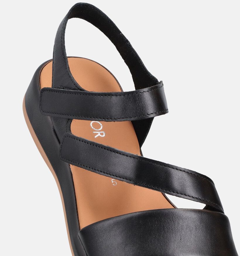 Gabor Zwarte Platte Sandalen voor dames (371165)