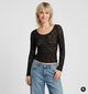 Vero Moda Flora Zwarte T-shirt met Lange Mouwen voor dames (381314)