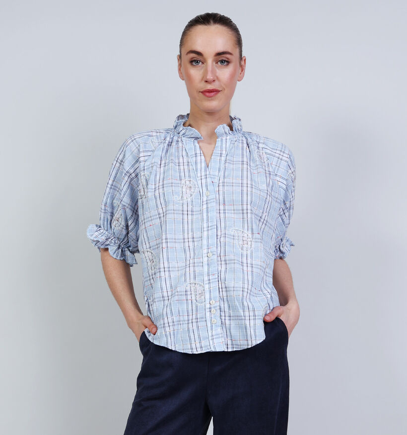 Orfeo Clery Blauwe Blouse Geruit voor dames (371921)
