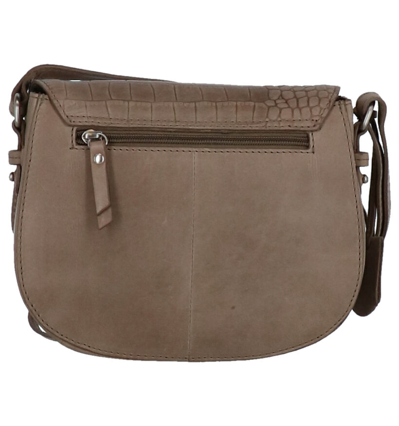 Burkely Croco Cody Sac porté croisé en Taupe en cuir (273368)