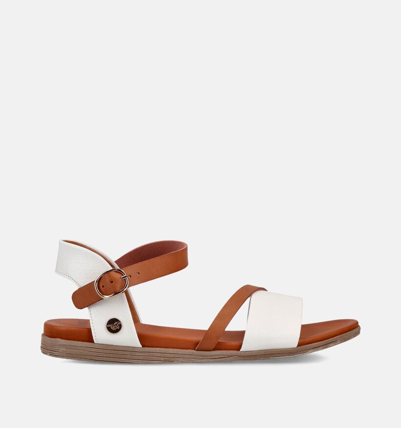Mustang Witte/Cognac Platte Sandalen voor dames (372127)