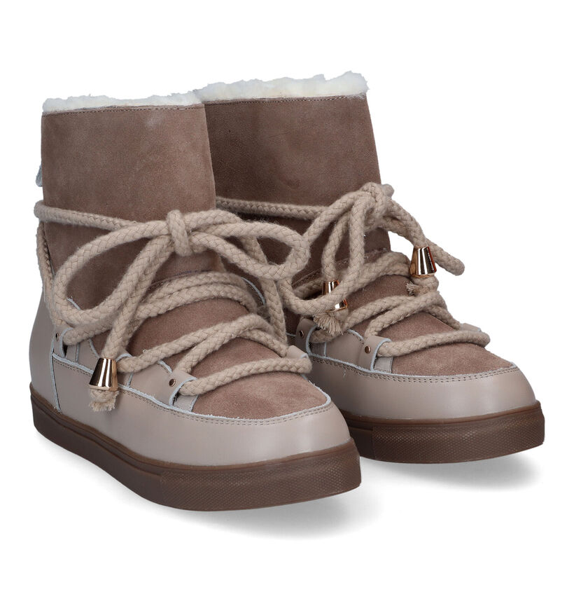 Poelman Taupe Snowboots voor dames (318220) - geschikt voor steunzolen