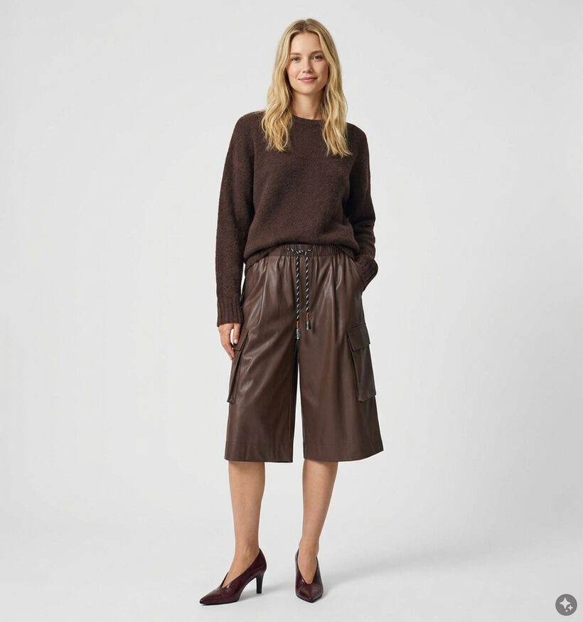 Ador&eacute; Pita Bruine Kniebroek Faux-Leather voor dames (384099)