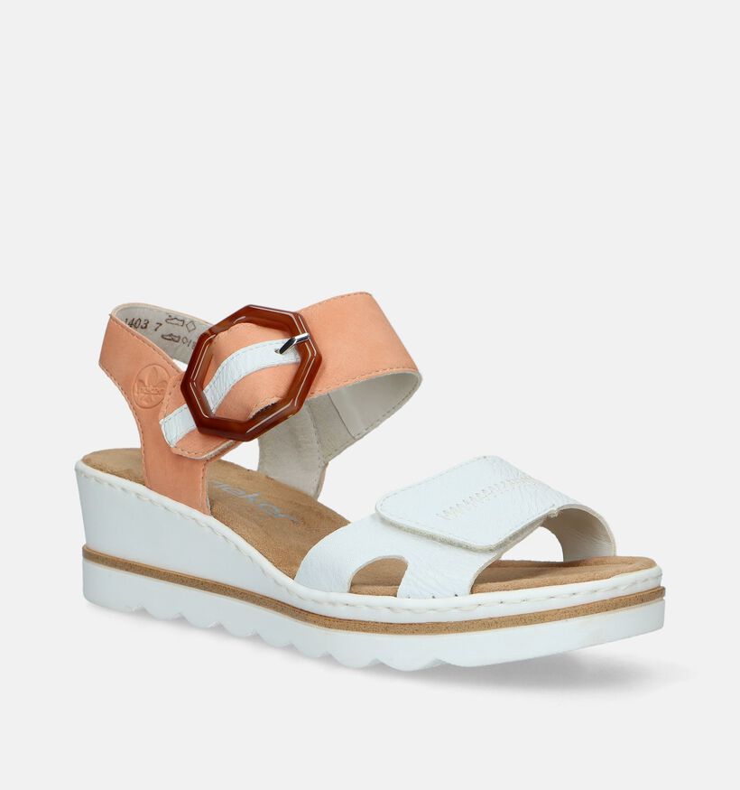 Rieker Oranje Sandalen met sleehak voor dames (339136)