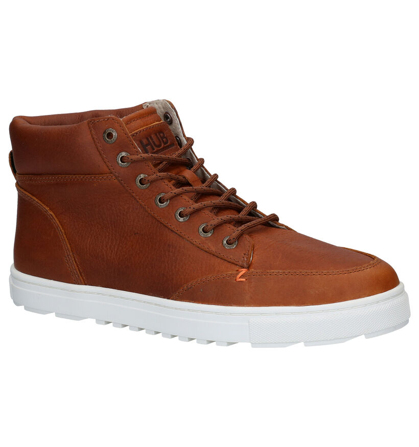 Hub Glasgow Cognac Hoge Schoenen in leer (295999)