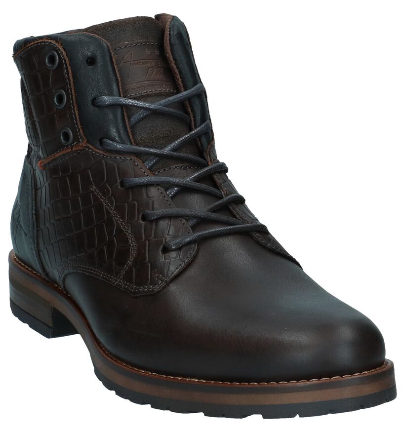 Donkerbruine Veterboots Bullboxer in leer (256323)