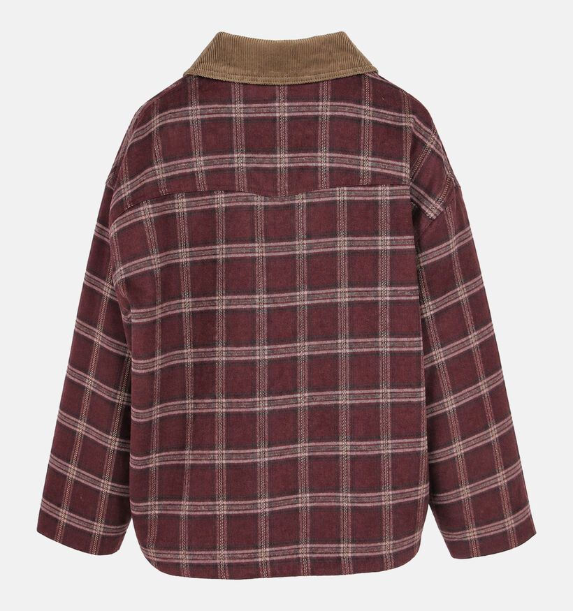The Korner Plaid Manteau court en Rouge fonc&eacute; pour femmes (382195)
