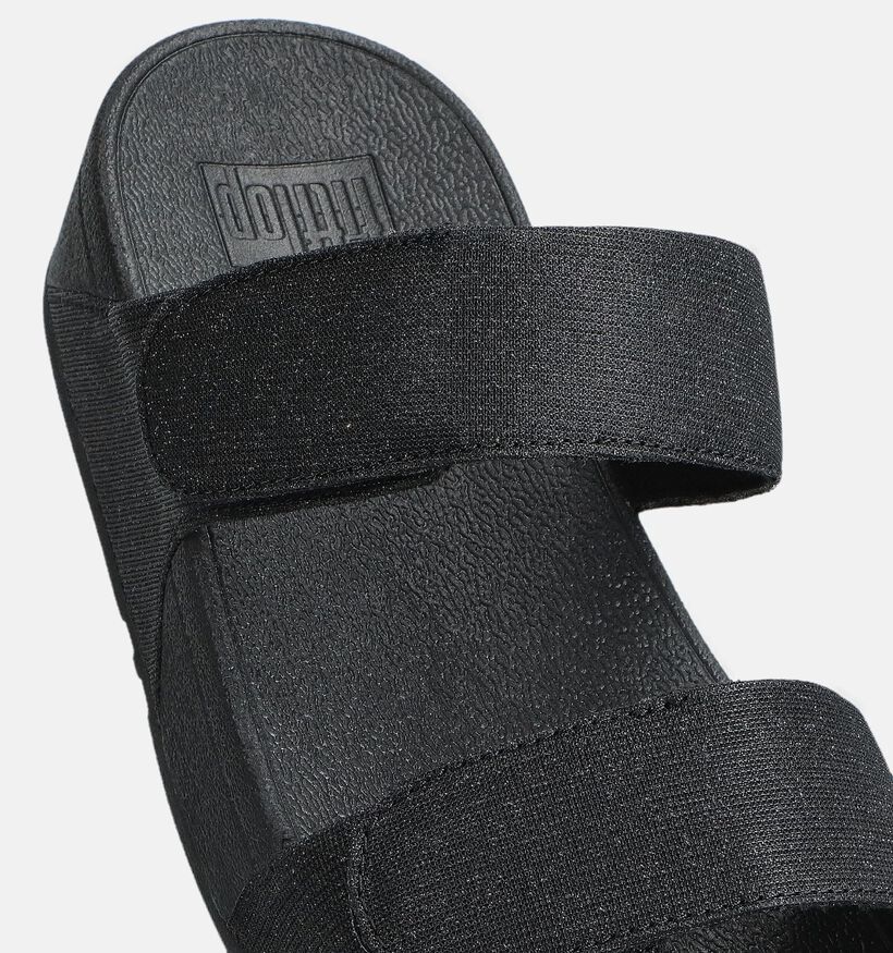 FitFlop Lulu Adjustable Shimmerlux Zwarte Slippers FitFlop Lulu Adjustable Shimmerlux Zwarte Slippers voor dames (372335)