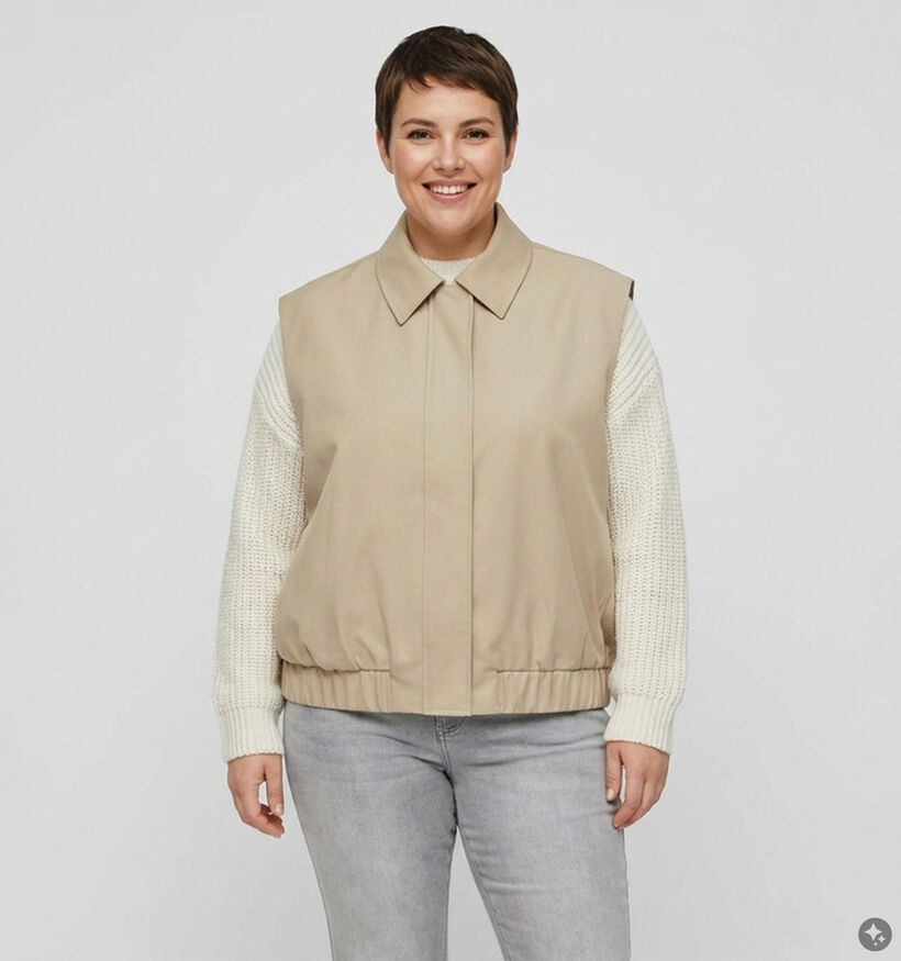 ONLY Carmakoma Lissy Beige Ritsvest voor dames (381923)