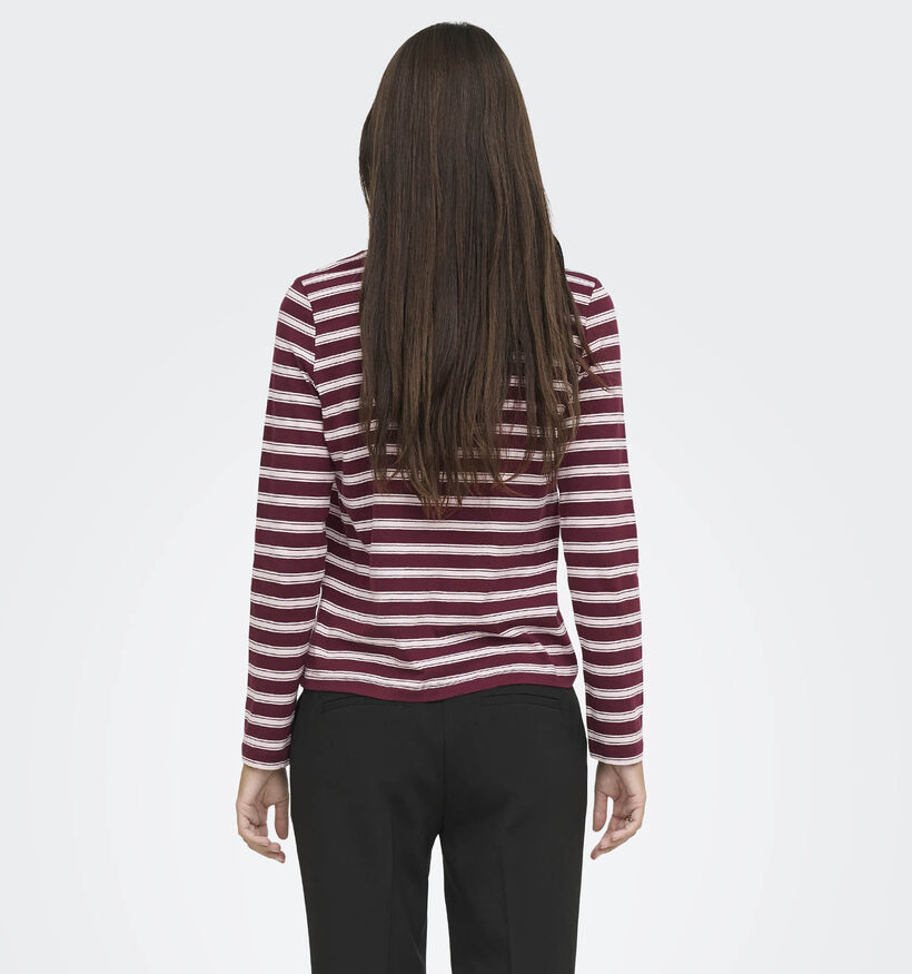 JDY Pisa Bordeaux/Roze T-shirt Gestreept voor dames (382066)
