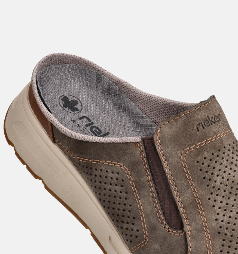 Rieker Nu-pieds plates en Marron pour hommes (370484) - pour semelles orthop&eacute;diques