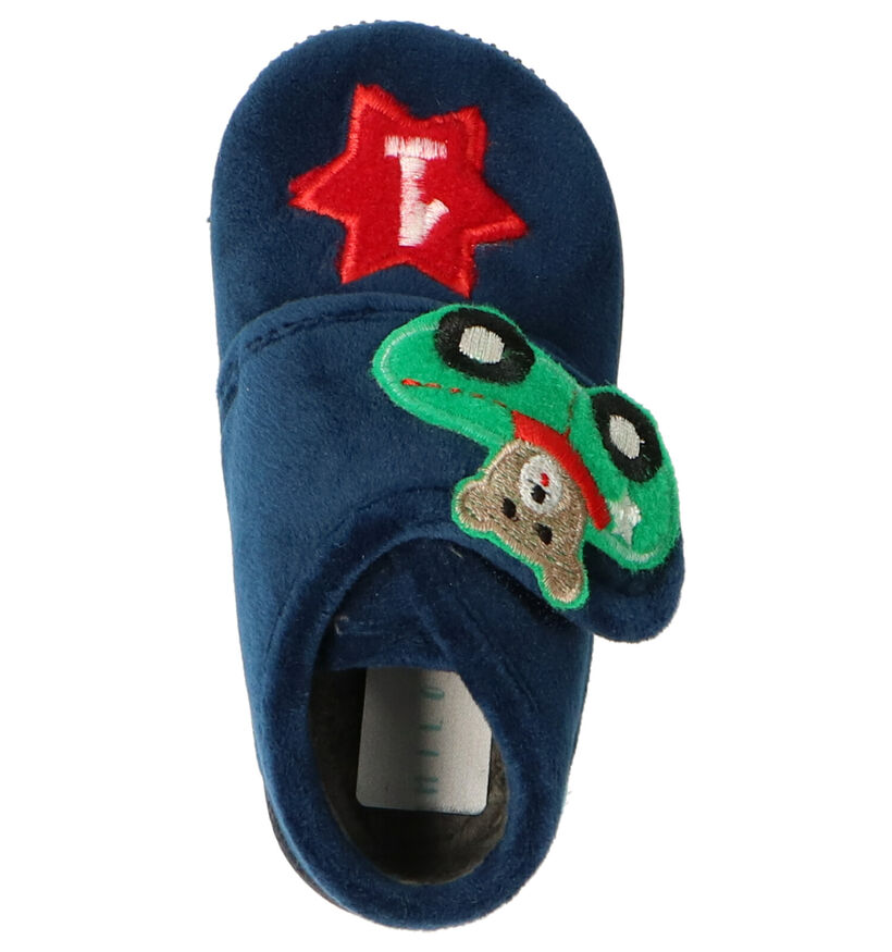 Milo & Mila Pantoufles en Bleu foncé en textile (255017)