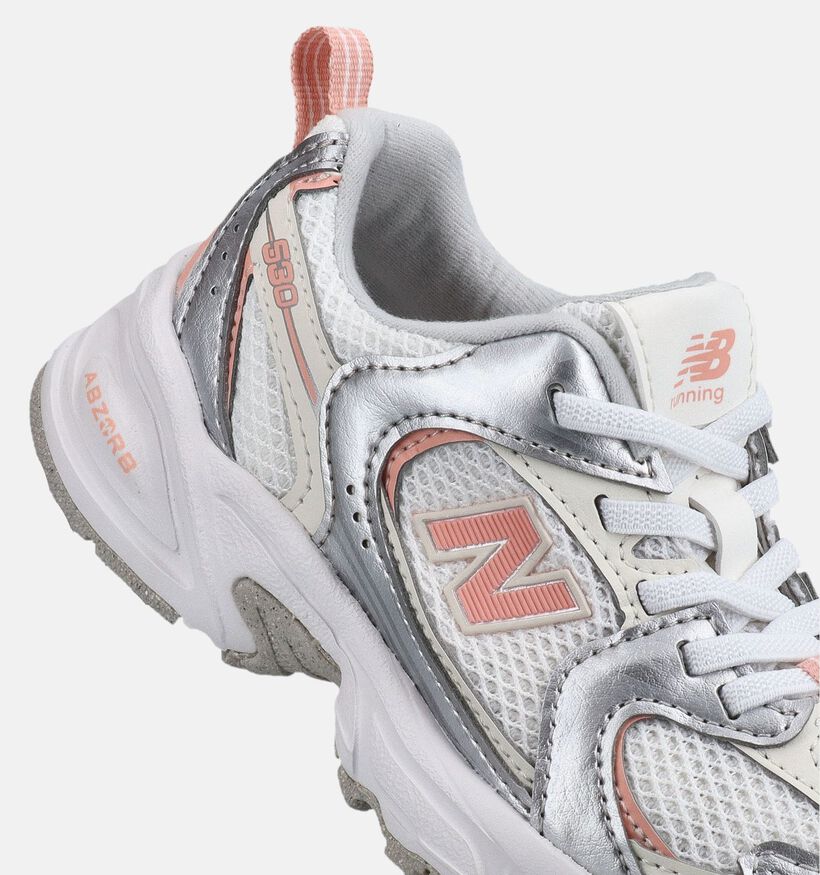 New Balance 530 Baskets basses en Argent/Rose pour filles (375228) - pour semelles orthop&eacute;diques