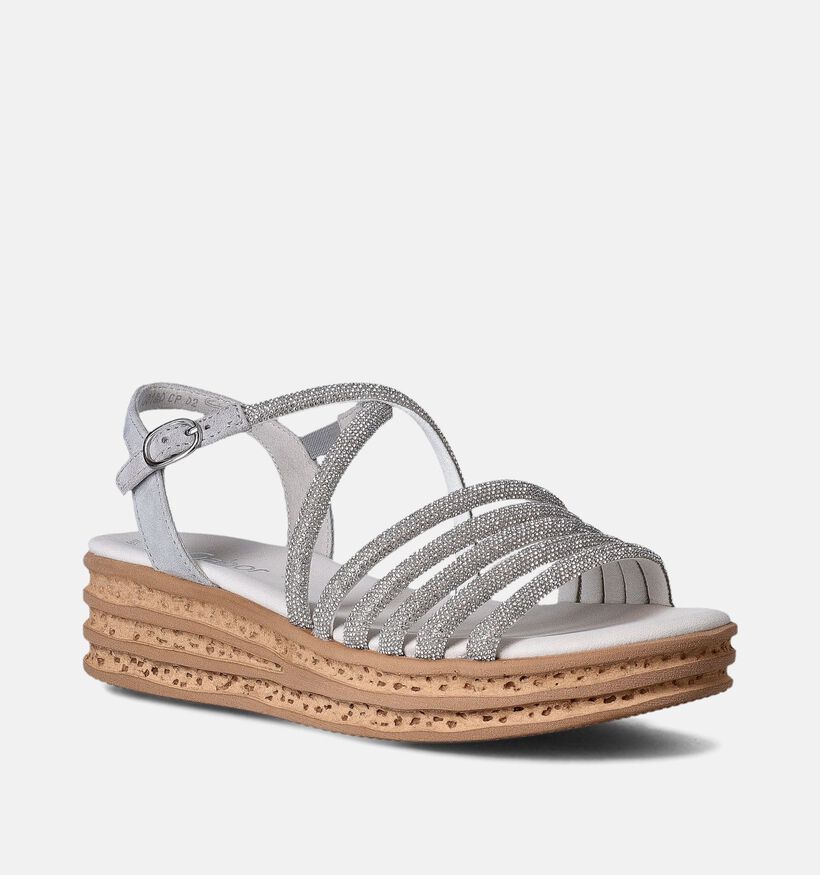 Gabor Best Fitting Sandales avec talon compensé en Argent pour femmes (355082)