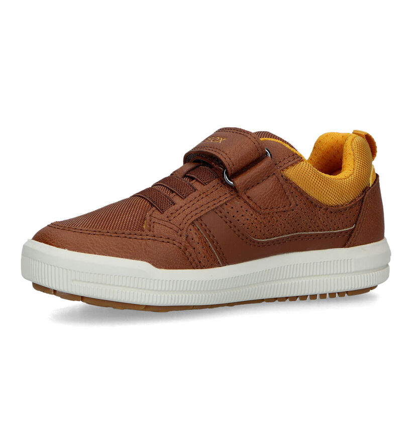 Geox Arzach Baskets en Cognac pour garçons (320620) - pour semelles orthopédiques