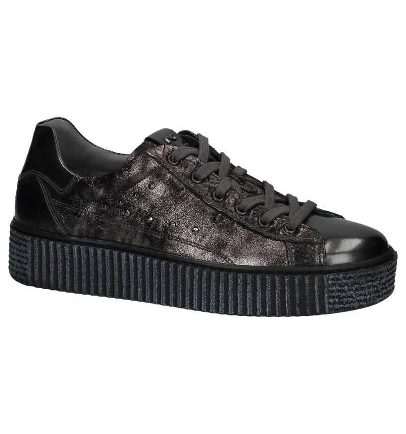 Donker Grijze Sneakers met Creeper Zolen NeroGiardini in lakleer (226481)