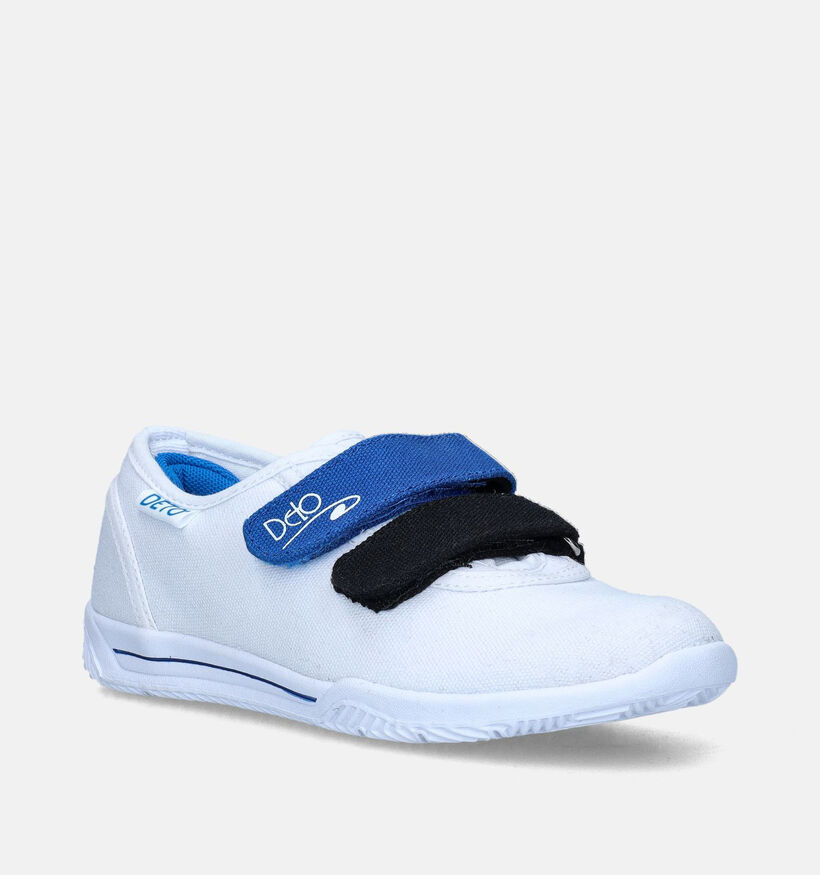 Deto Witte Turnpantoffels met Velcro voor jongens (310450) - geschikt voor steunzolen