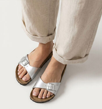 Birkenstock Madrid Slippers Graceful Pearl White/Graceful Taupe/Copper/silver
