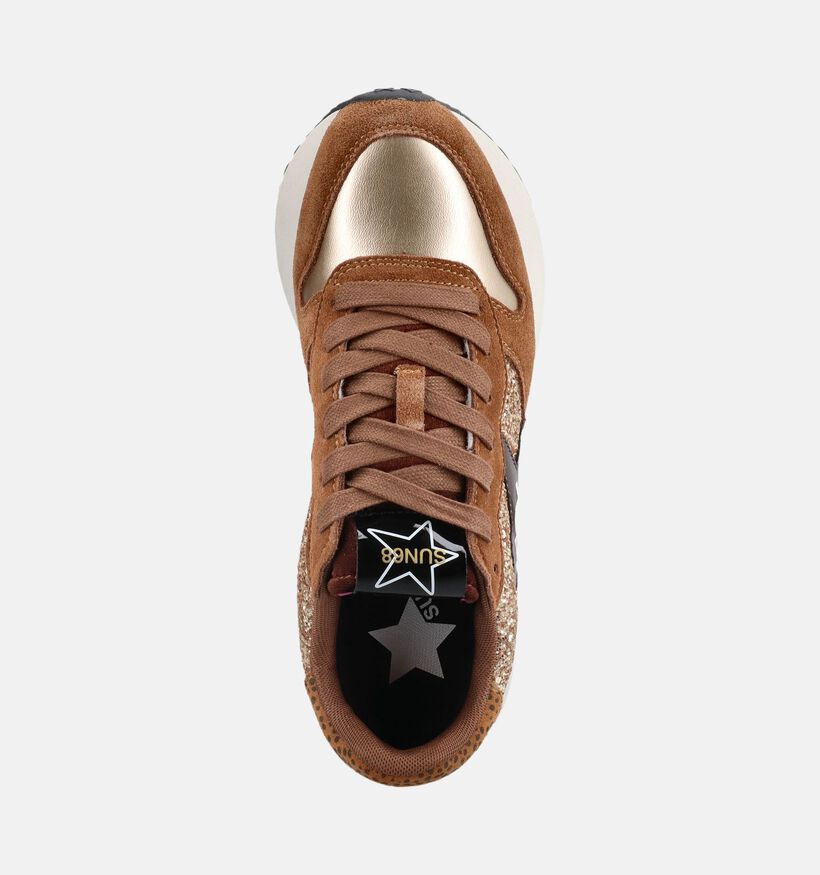 Sun68 Big Stargirl Glitter Bruine/Gouden Veterschoenen voor dames (379720) - geschikt voor steunzolen