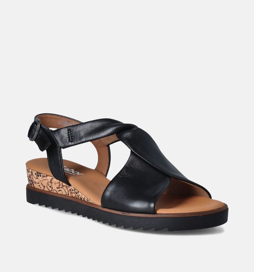 Gabor Sandales avec talon compensé en Noir pour femmes (355007)
