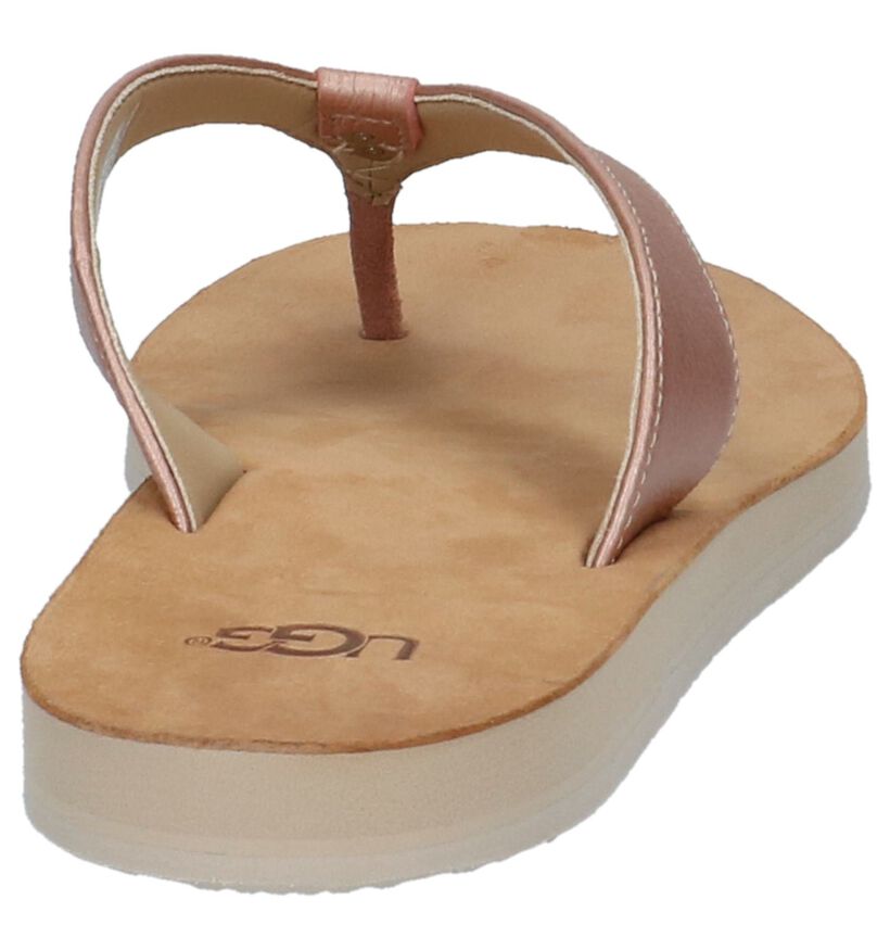 UGG Tongs en Or rose en cuir (210296)