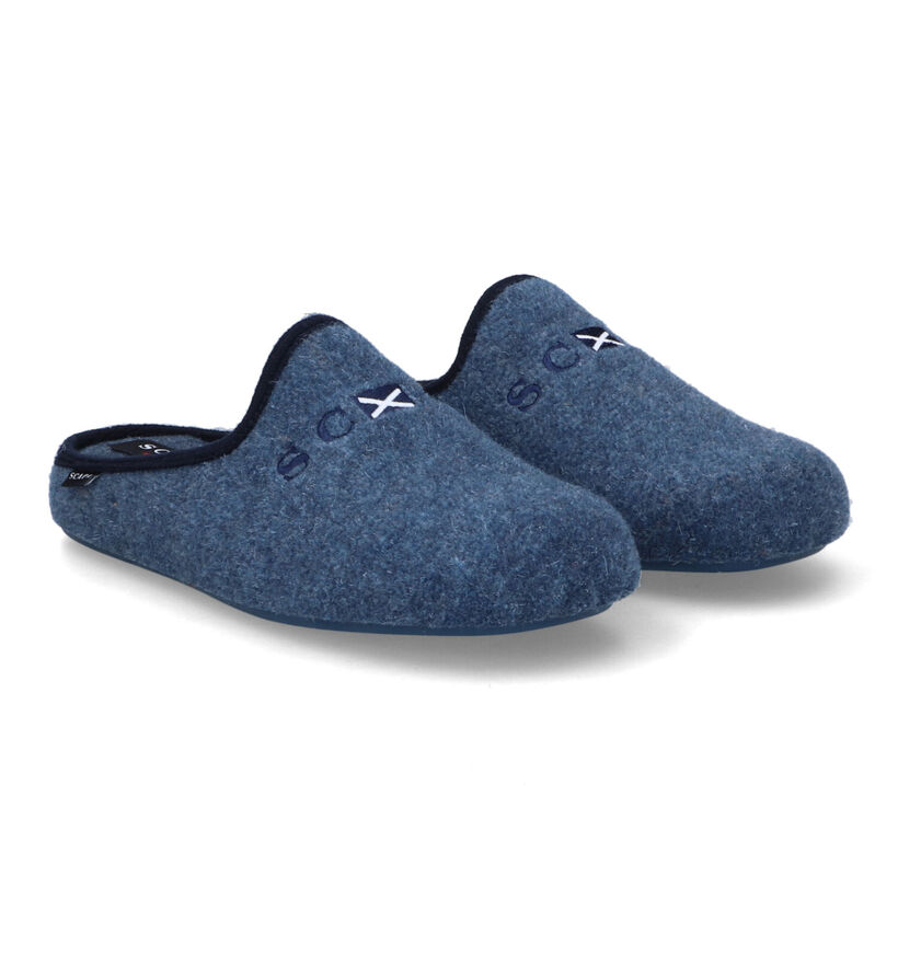 Scapa Blauwe Pantoffels in stof (317113)