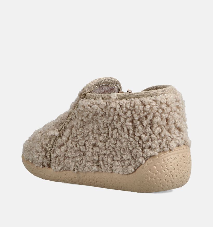 Milo & Mila Beige Teddy Pantoffels voor meisjes, jongens (364856) - geschikt voor steunzolen