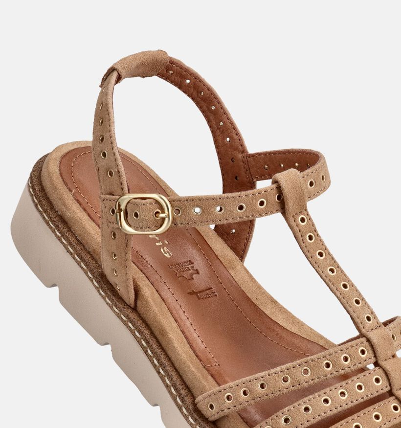 Tamaris Sandales plates en Camel pour femmes (371727)
