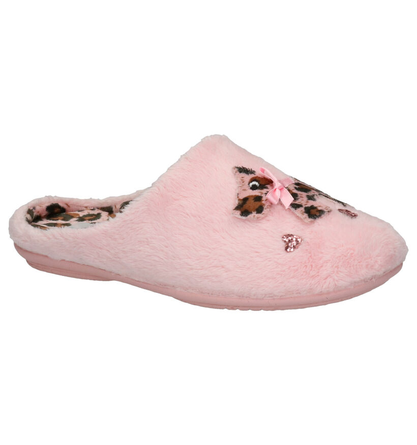 Milo & Mila Roze Pantoffels in stof (255005)