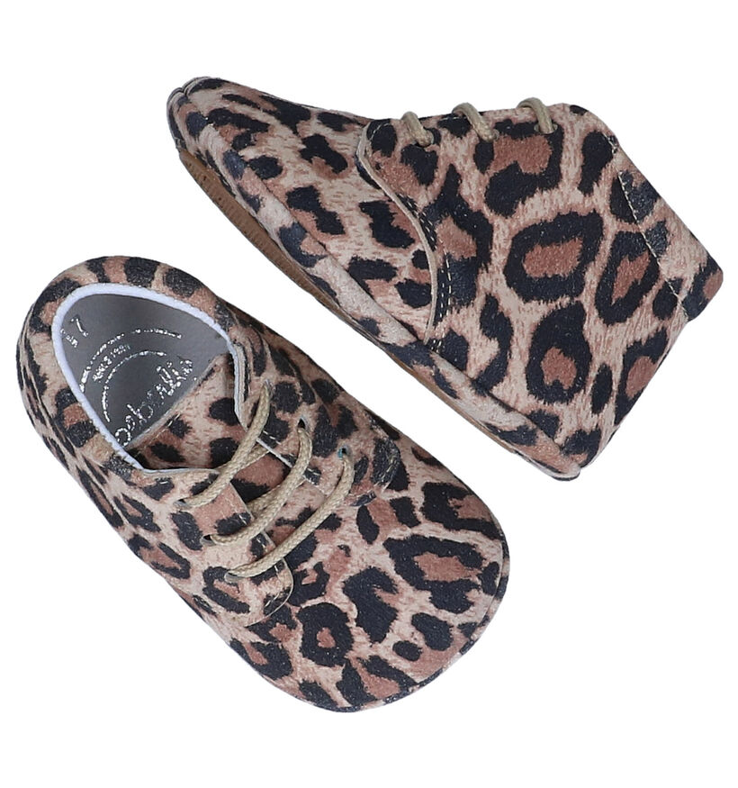 Beberlis Chaussons Bébé en Beige Leopard en cuir (281141)