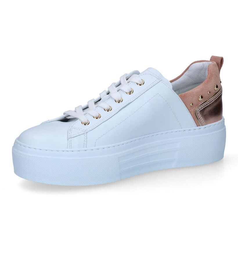 NeroGiardini Witte Veterschoenen in leer (307506)