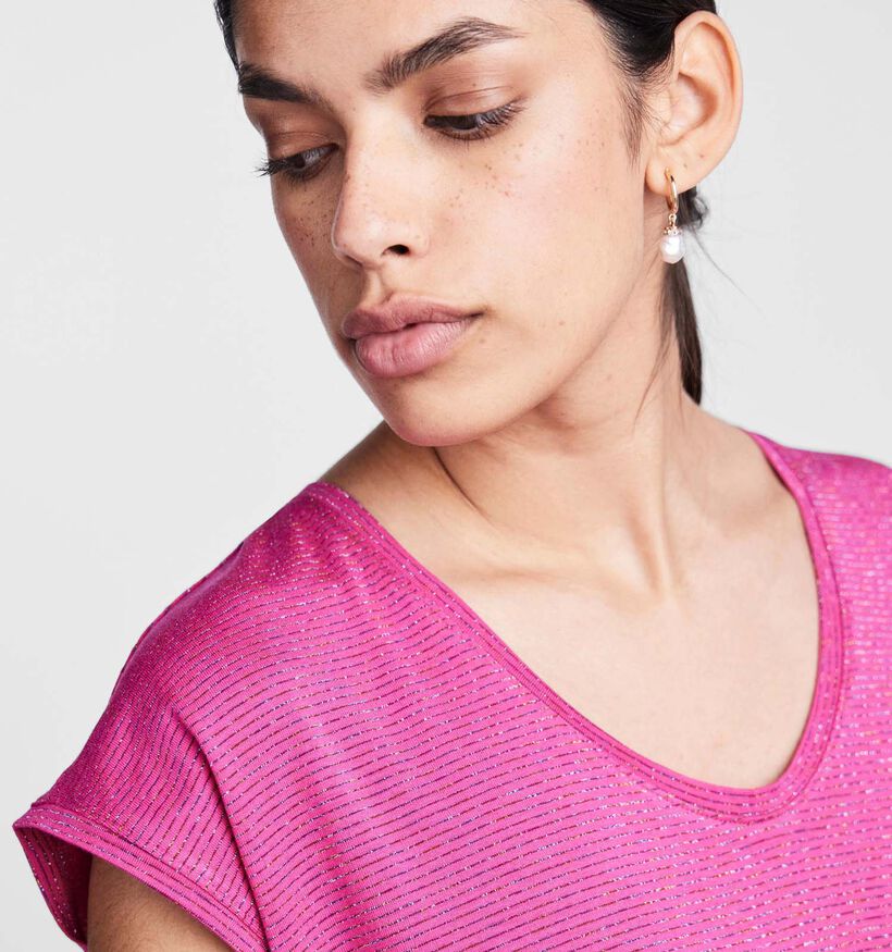 Pieces Billo Tee Lurex Ecru Gestreepte T-shirt (323737)