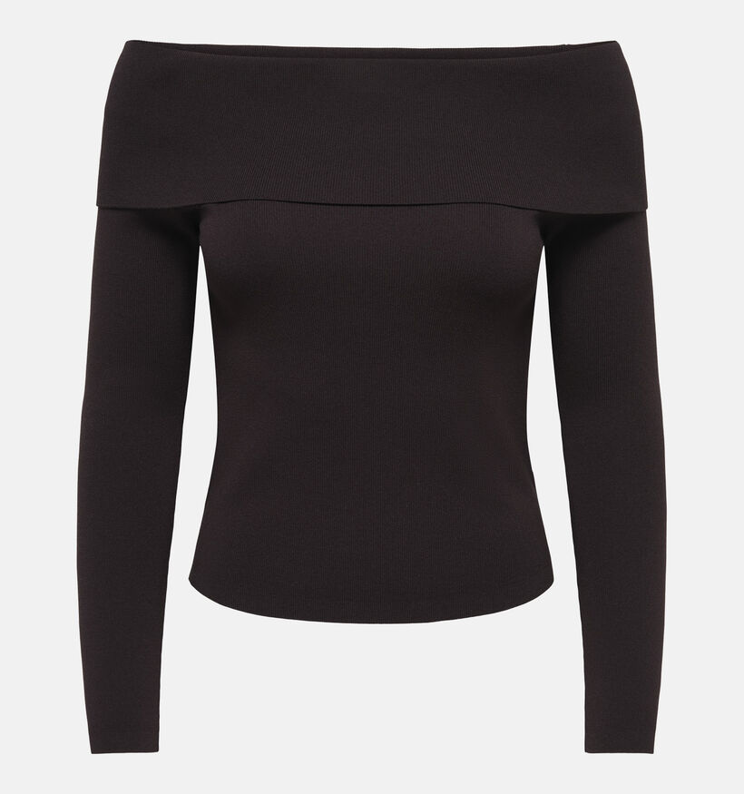 JDY Astra Donkerbruine Off-shoulder T-shirt met Lange Mouwen voor dames (379364)