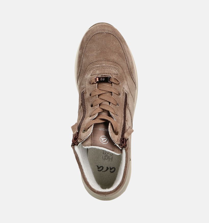 Ara Osaka 2.0 Taupe Hoge Veterschoenen voor dames (362478) - geschikt voor steunzolen