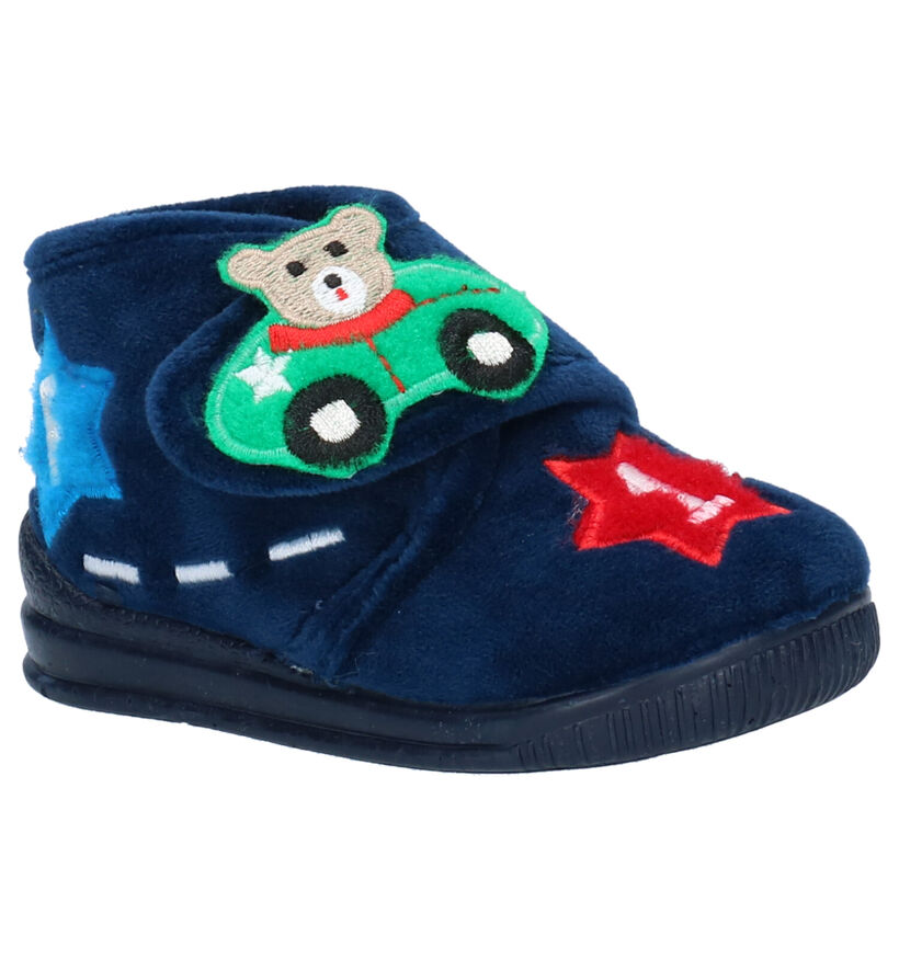 Milo & Mila Pantoufles en Bleu foncé en textile (255017)