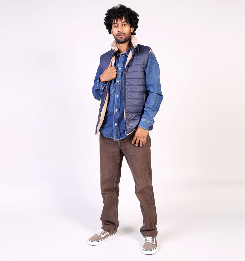 Laurent David Bodywarmer en Beige/Bleu pour hommes (366527)