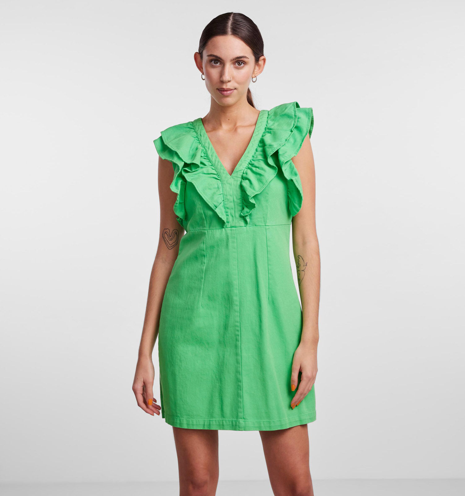 Pieces Ama Groene Jurk met Franjes Dames Kleedjes Online op