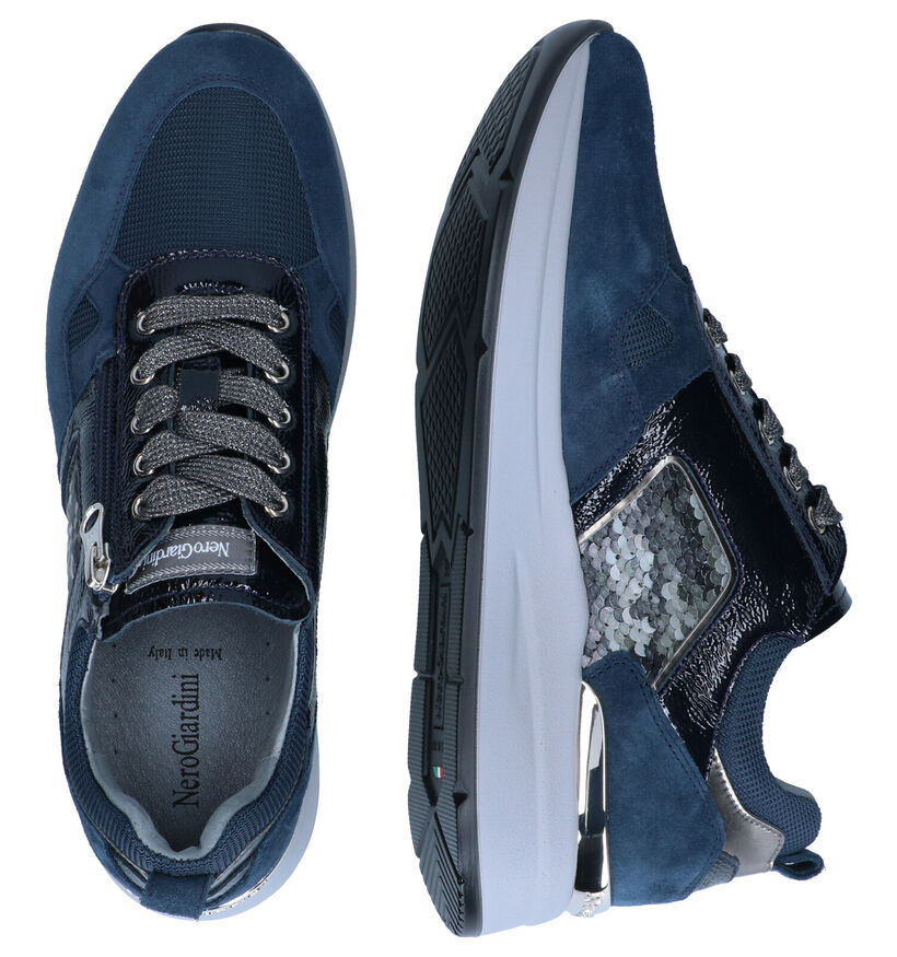 NeroGiardini Blauwe Veterschoenen in daim (296619)