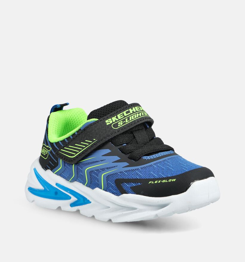 Skechers Flex Glow Ultra Baskets basses en Bleu/Fluo pour gar&ccedil;ons, filles (375727)