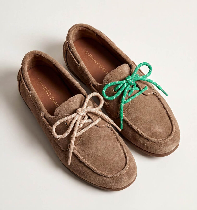 Laurent David Beige/Groene Veters (2 Paar) voor jongens, meisjes, dames (381817)