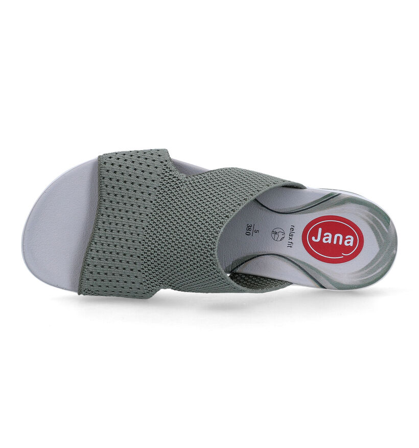 Jana Kaki Slippers in stof (323026)