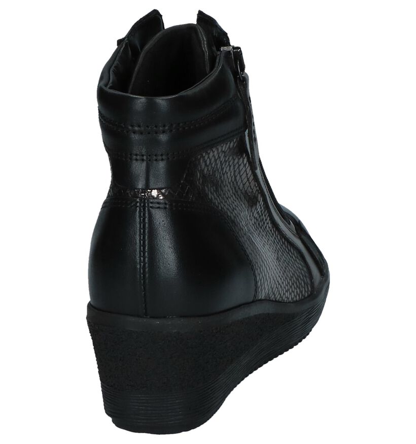 Gabor Comfort Zwarte Sneakers met Sleehak in leer (233940)