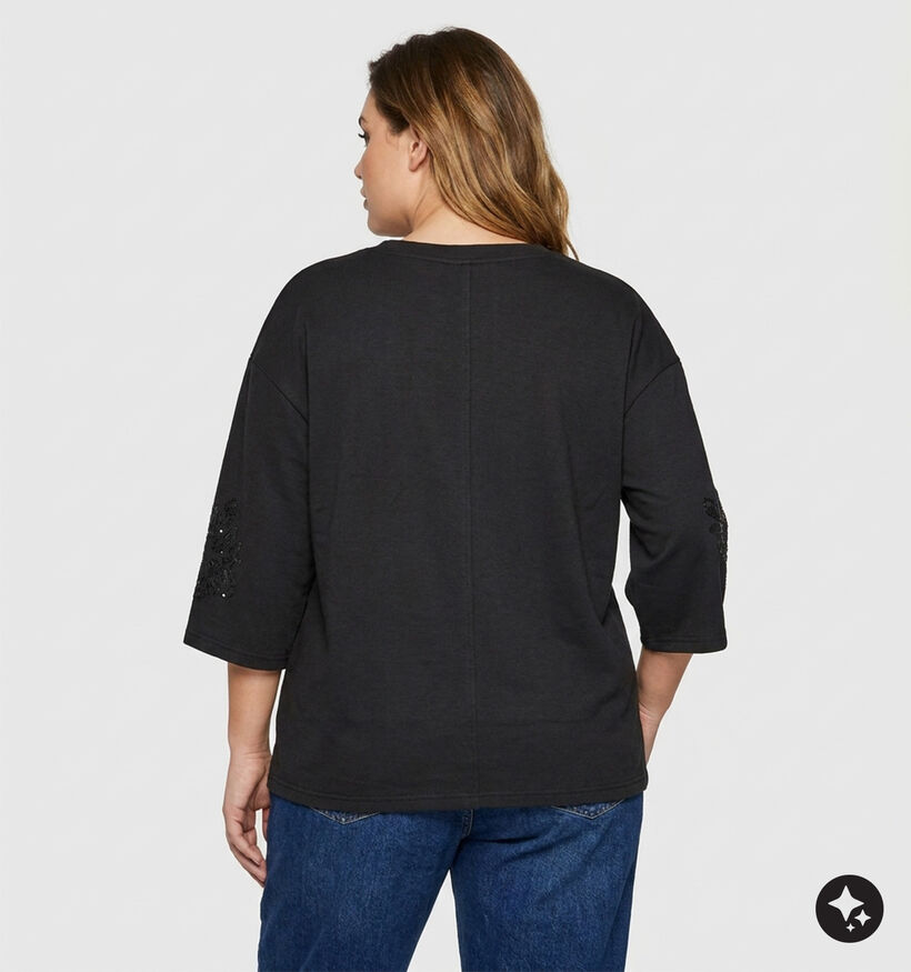 Vero Moda Curve Nia Sequins Sweatshirt en Noir pour femmes (382210)