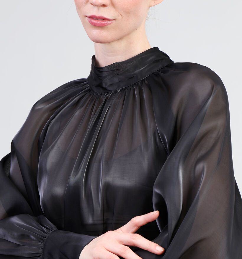 JDY Dani Zwarte Satijnen blouse voor dames (348628)