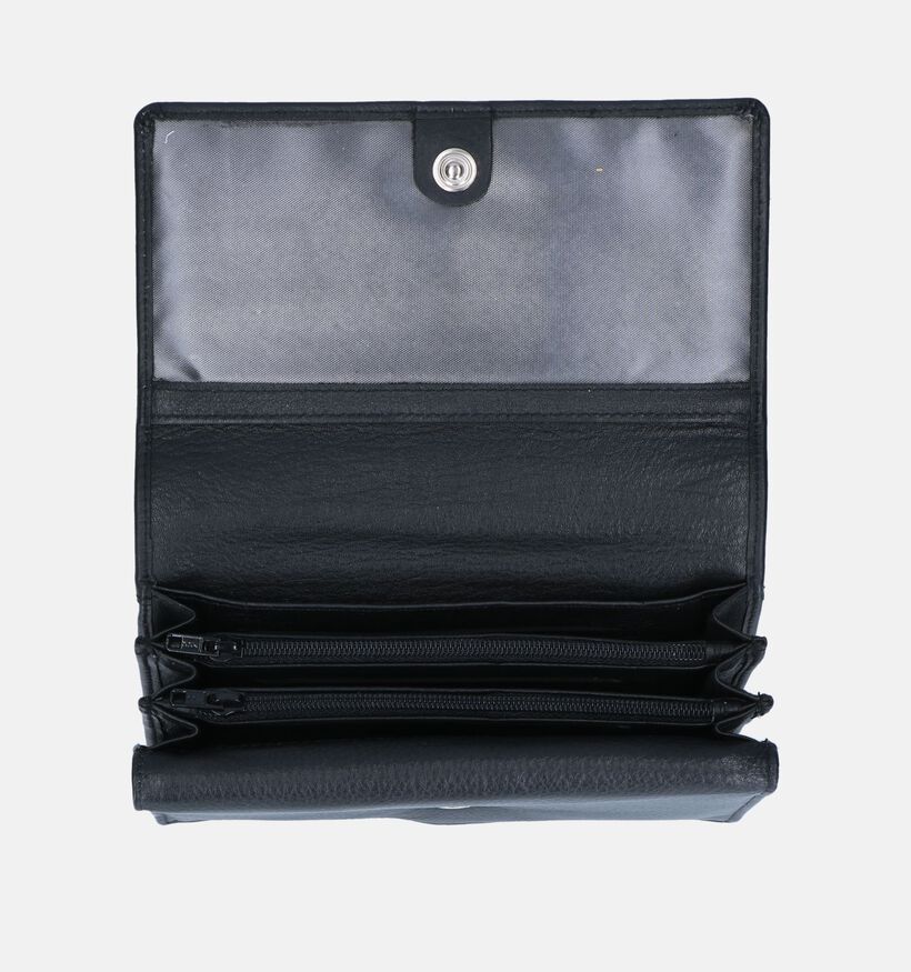 Euro-Leather Zwarte Overslagportemonnee voor dames (353518)