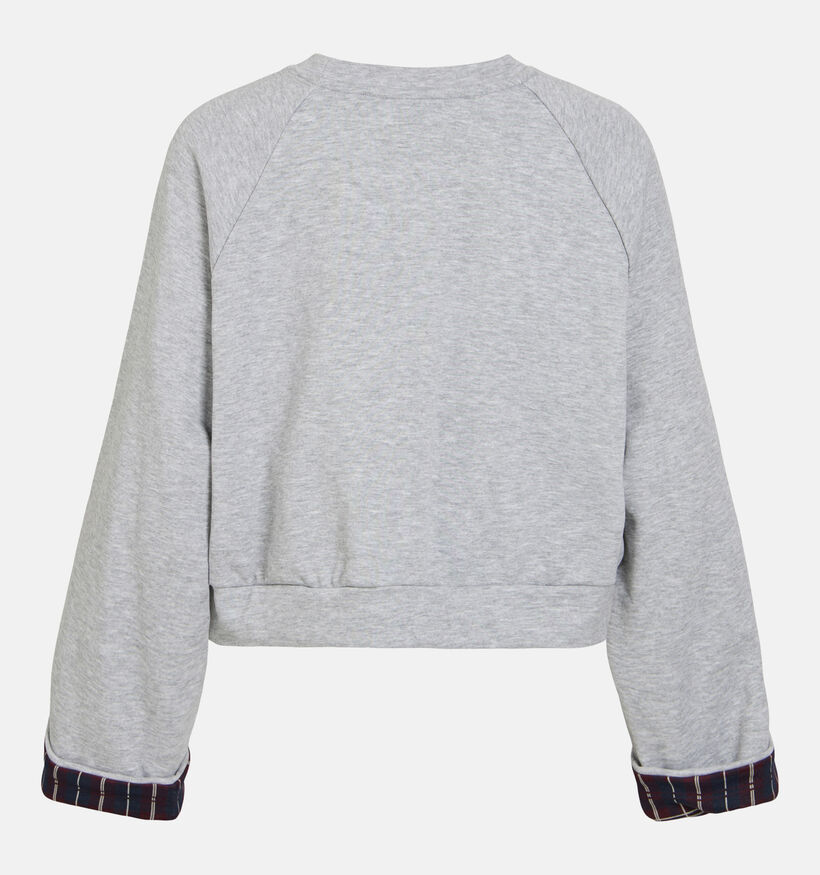 Vila Reon Checked Fold Up Grijze Sweater met Mouwdetail voor dames (382043)