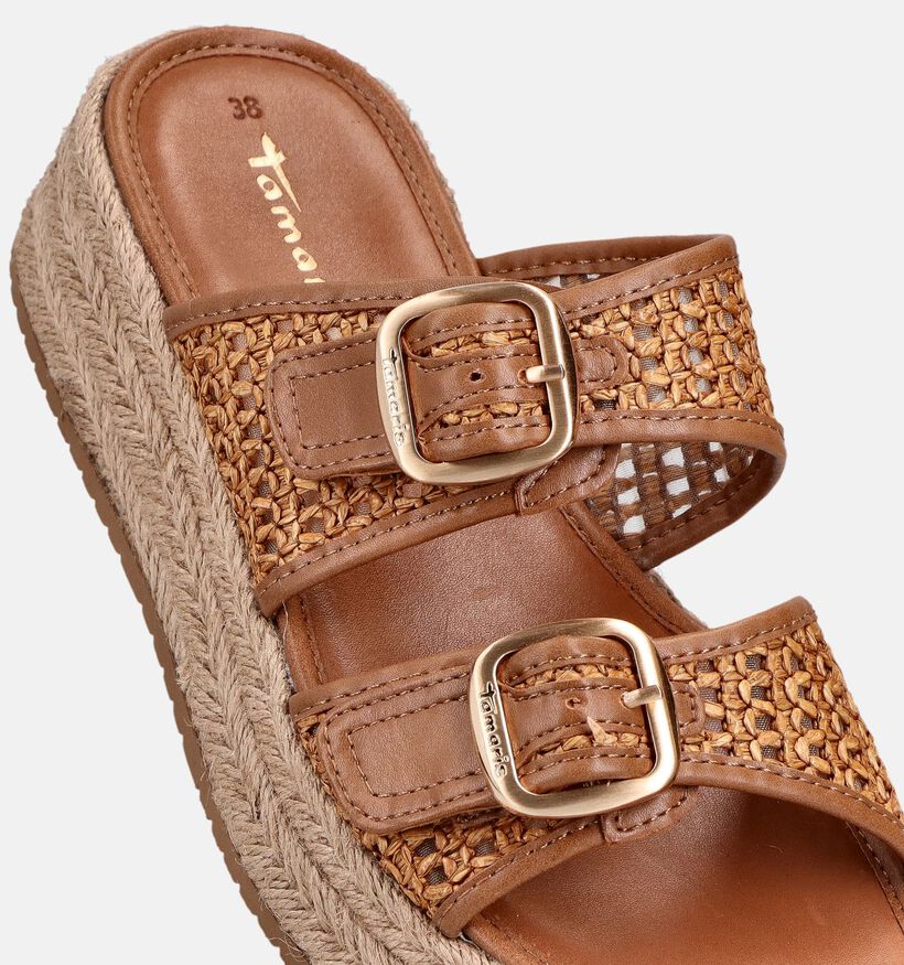 Tamaris Bruine Slippers met Gevlochten Platformzool voor dames (371713)