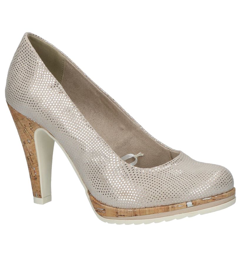 Beige Pumps met Plateauzool Marco Tozzi in stof (214437)